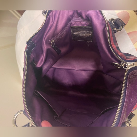 CoachPoppy TartanGlam Canvas and patent with3original hangtags shoulderTote bag. - Picture 7 of 7